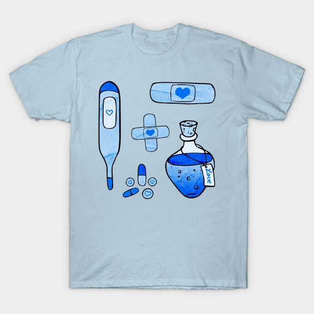 First Aid Kit Blue T-Shirt by Olooriel